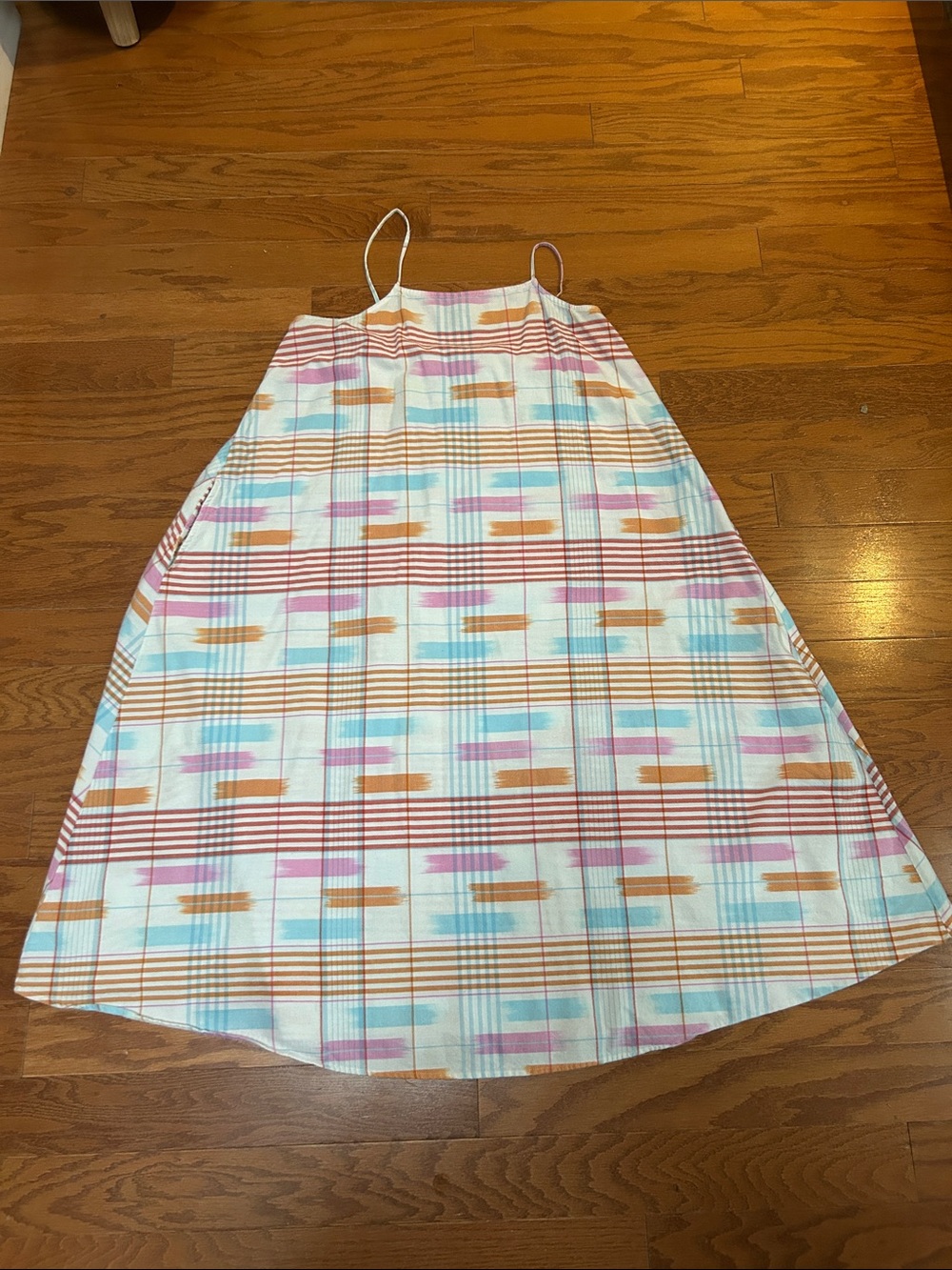 LOFT Pastel Geometric Striped Sundress - Pastel Pink, Blue & Tan